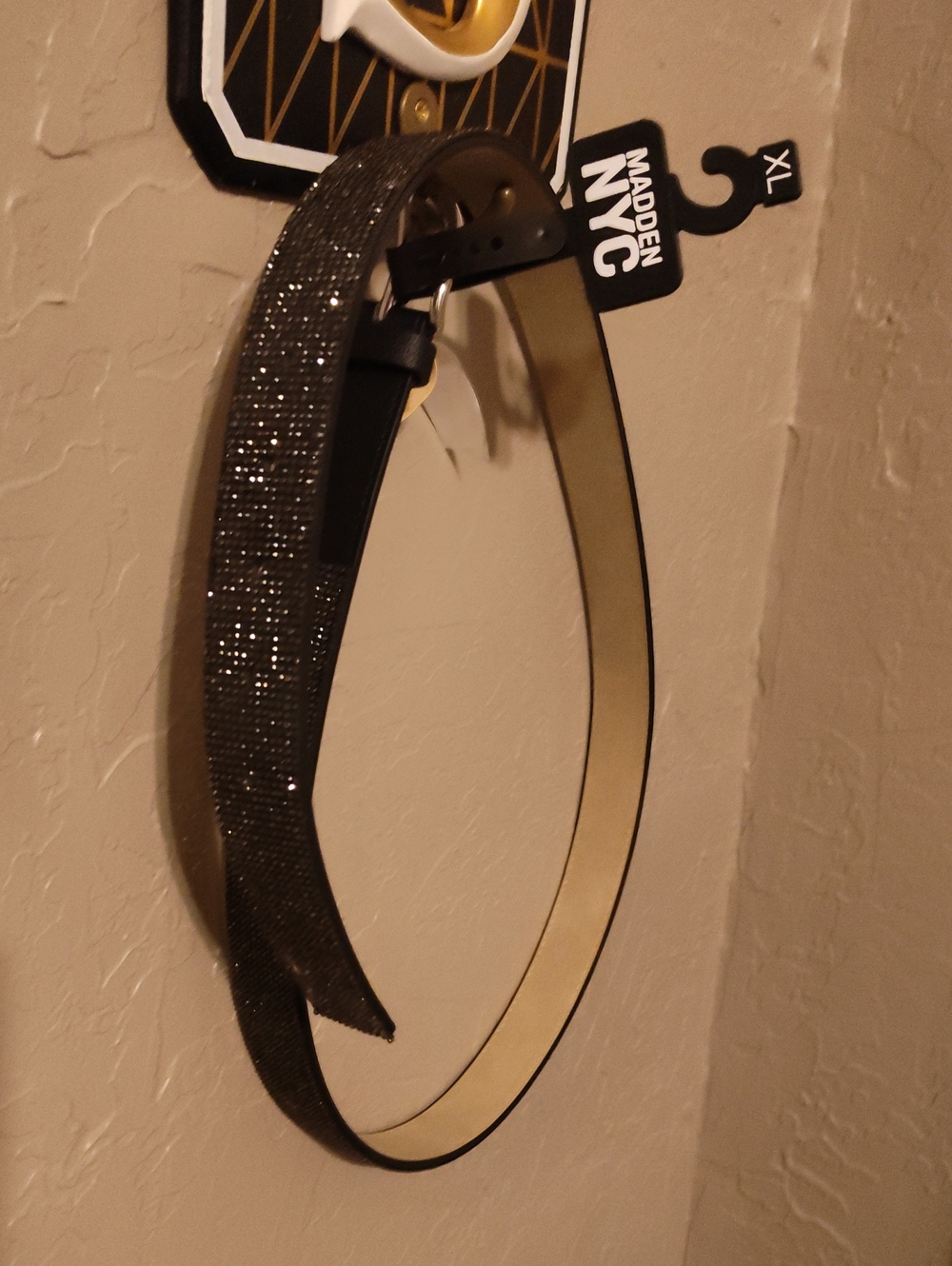 Madden NYC Women's Sparkle Black Belt - XL